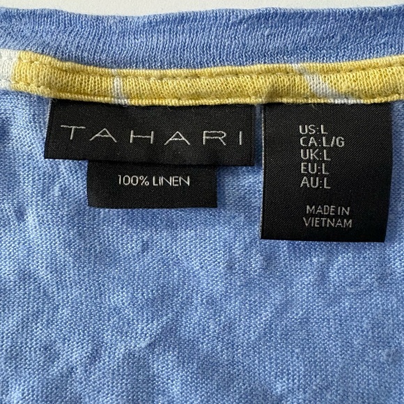 Relaxed Blue Linen V-Neck Top with Short Sleeves. Very Soft Comfy, Relaxed Fit - Picture 4 of 9